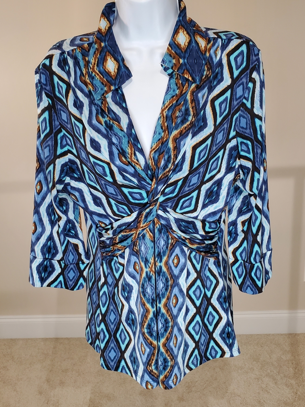 Laura Max Twist Waist Patterned Blouse XL